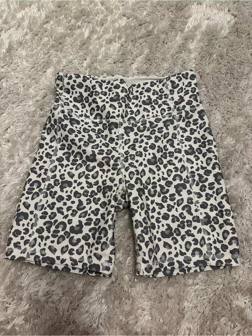 Jessica Simpson White & Black Leopard Bike Shorts